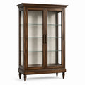 Vitrine classique en bois marron et verre transparent, 2 portes et 3 tablettes, 110 × 45 × 190 cm