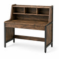 Bureau avec étagère, 100 × 50 × 120 cm, effet bois brun et acier noir, style industriel