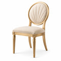 Chaise classique en bois doré et tissu beige avec dossier rembourré, 50 × 56 × 96 cm