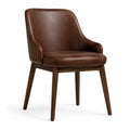 Chaise avec accoudoirs 62 × 65 × 82 cm, revêtement brun effet cuir et pieds finition noyer